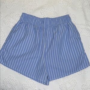 H&M High Waist Blue and White Striped Shorts
